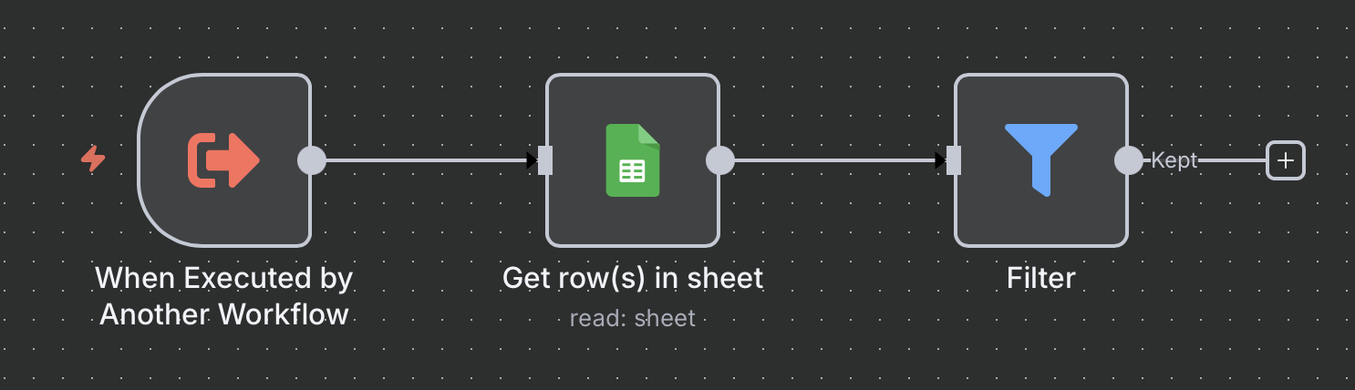 Workflow retrieving and filtering rows